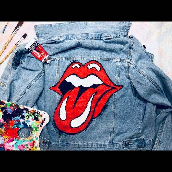 🔥 Rolling Stones custom hand-painted denim jacket - Picture 2 of 5